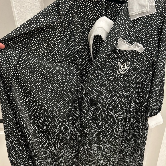 SOLD Vintage Valentino Intimo Black Polkadots Night Gown + Wrap Dress Set - Picture 14 of 16